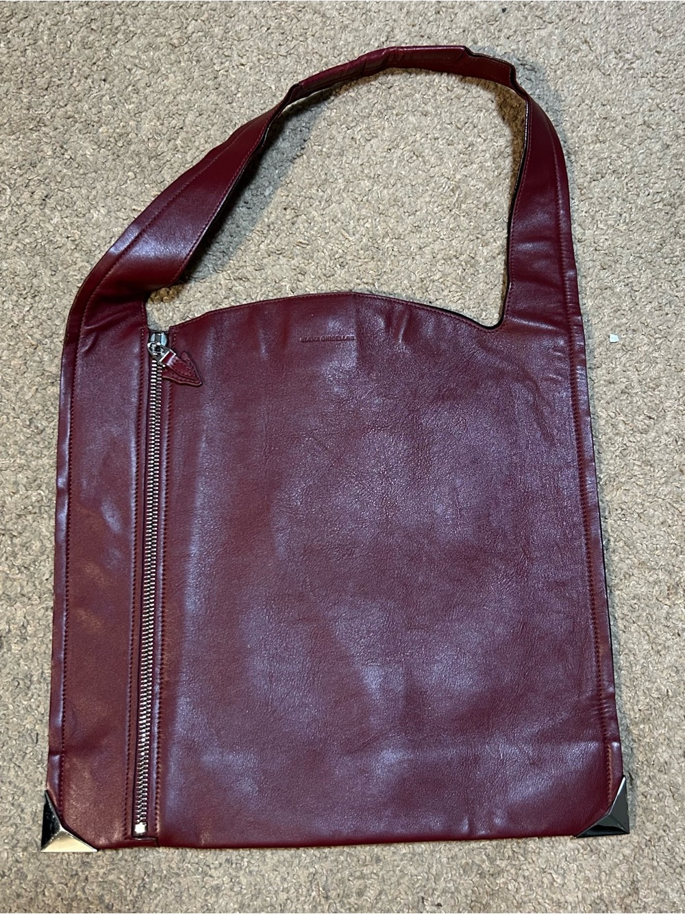 Elena Ghisellini Leather Oxblood Burgundy Shoulder Bag Large Expandable